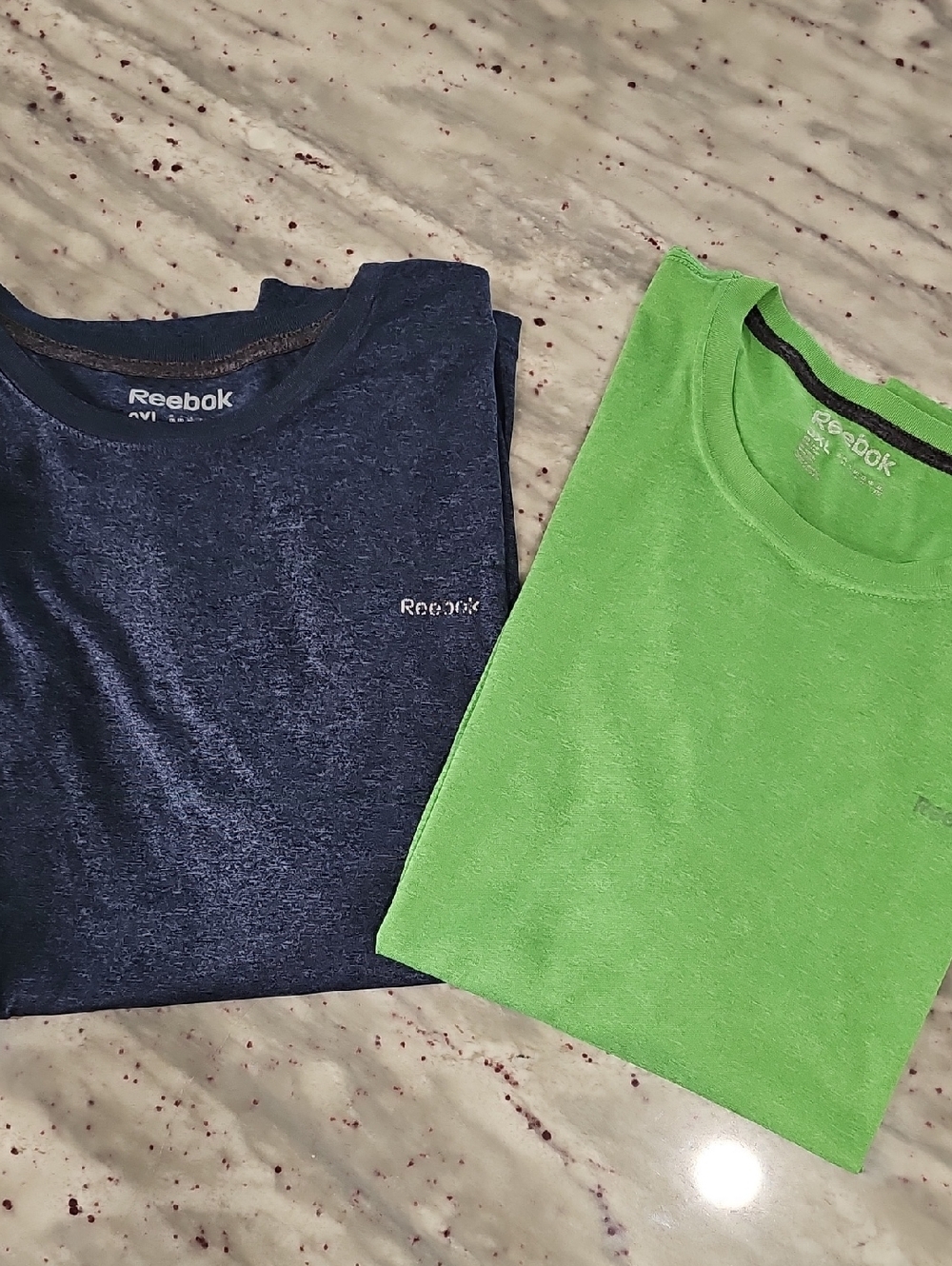 Reebok Navy Blue and Bright Green Short Sleeve Tees - Bundle Of Two
